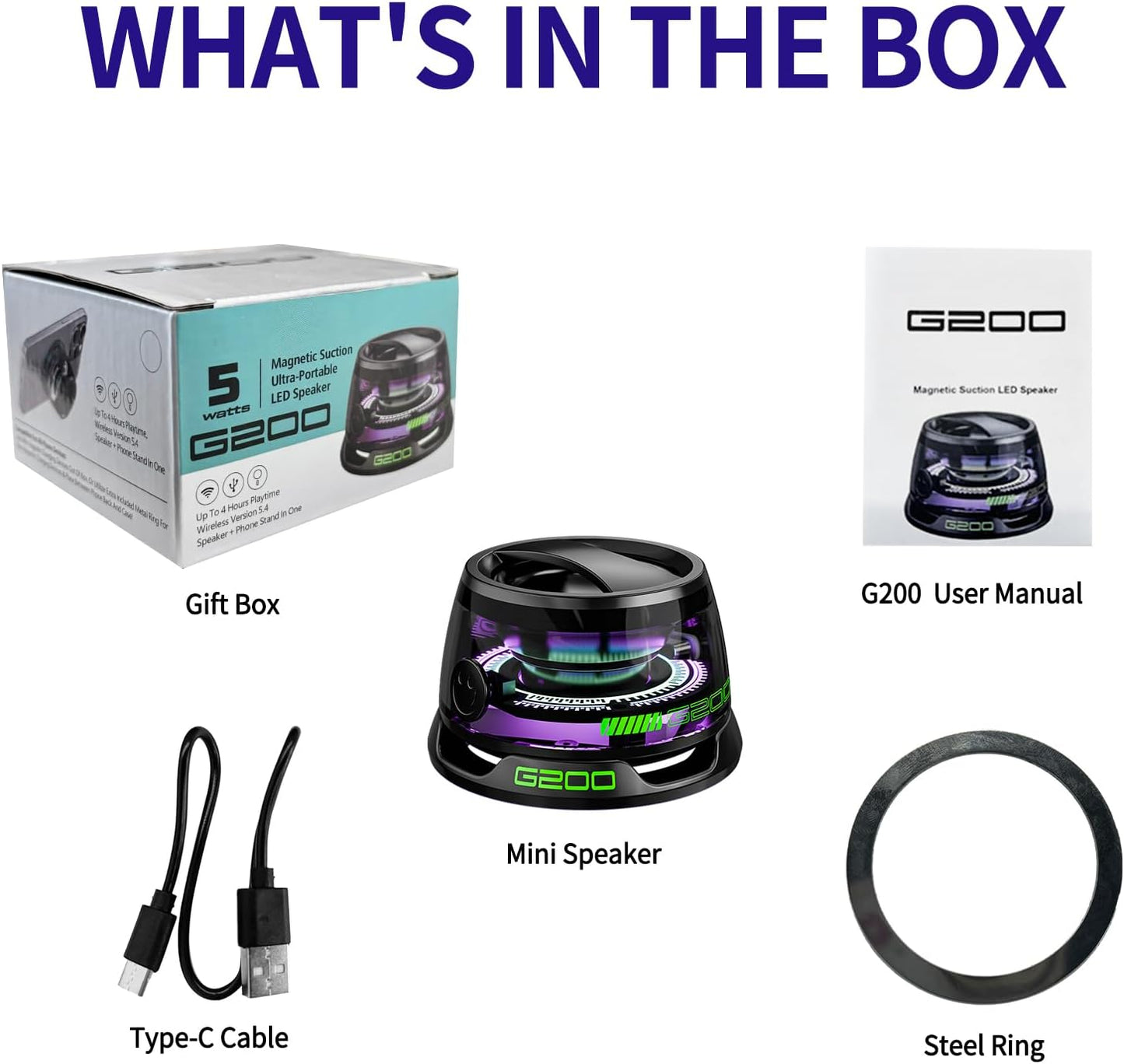 Dealstech™ G200 Magnetic Bluetooth Speaker with RGB Lights – 4H Playtime