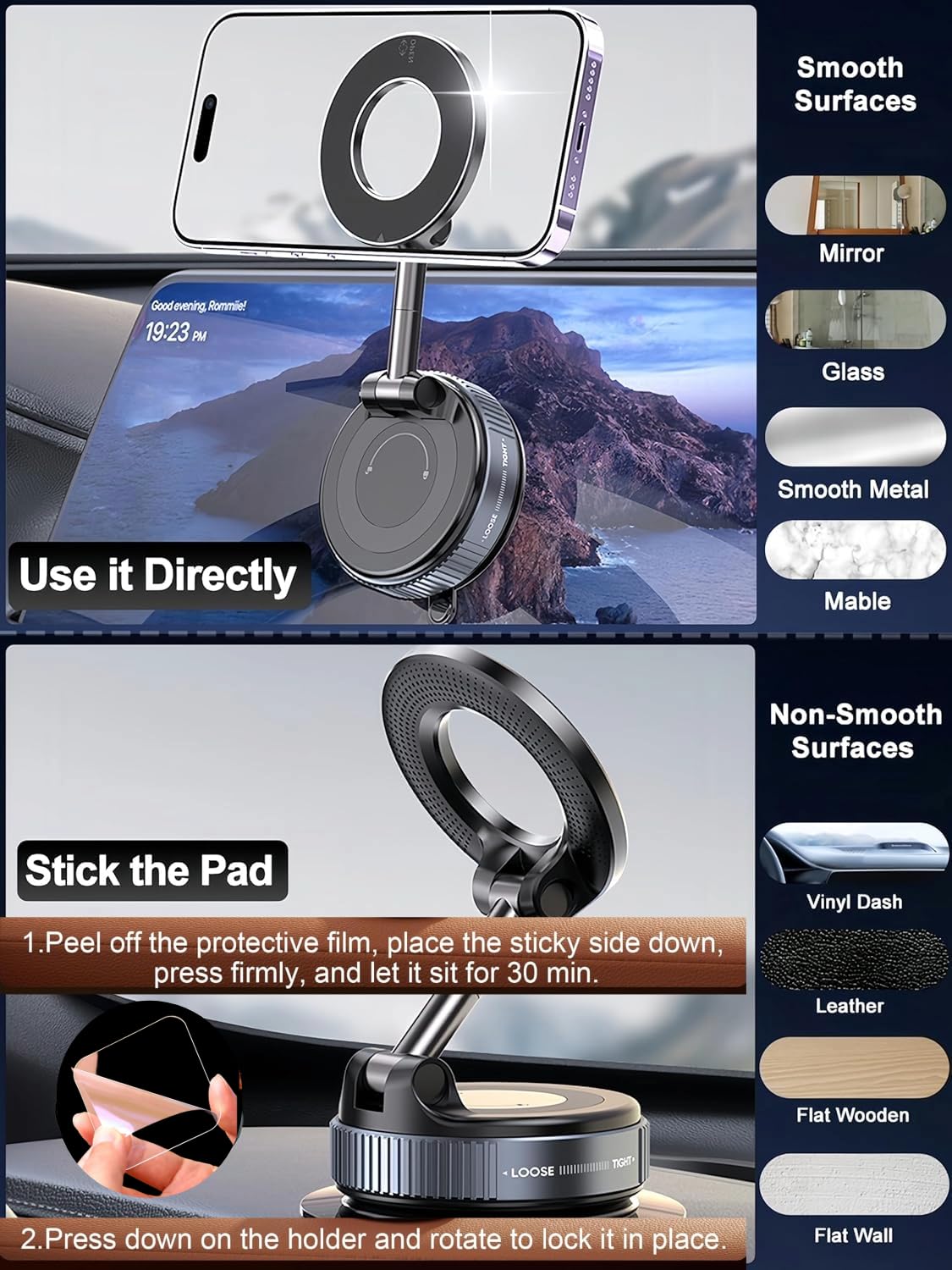 DealsTech AeroMount – Sleek Magnetic Phone Mount with Flexible Arm & Secure Lock