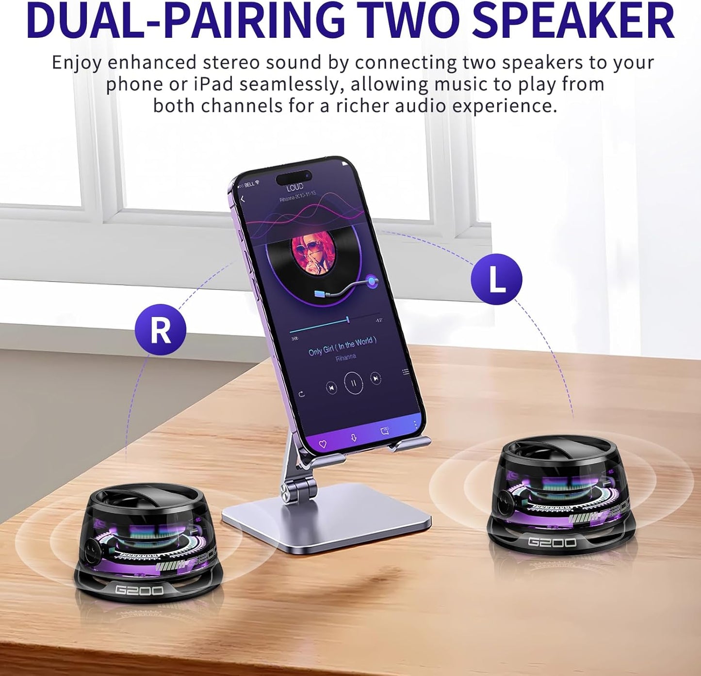 Dealstech™ G200 Magnetic Bluetooth Speaker with RGB Lights – 4H Playtime