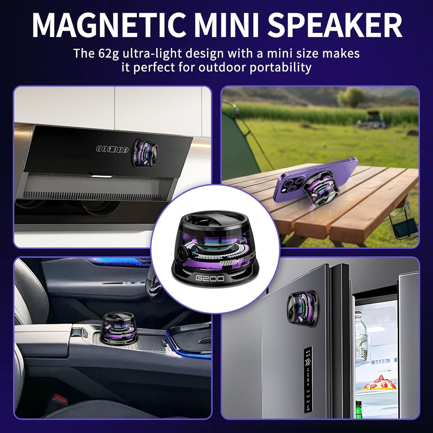 Dealstech™ G200 Magnetic Bluetooth Speaker with RGB Lights – 4H Playtime