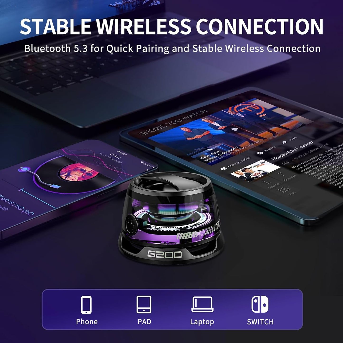 Dealstech™ G200 Magnetic Bluetooth Speaker with RGB Lights – 4H Playtime