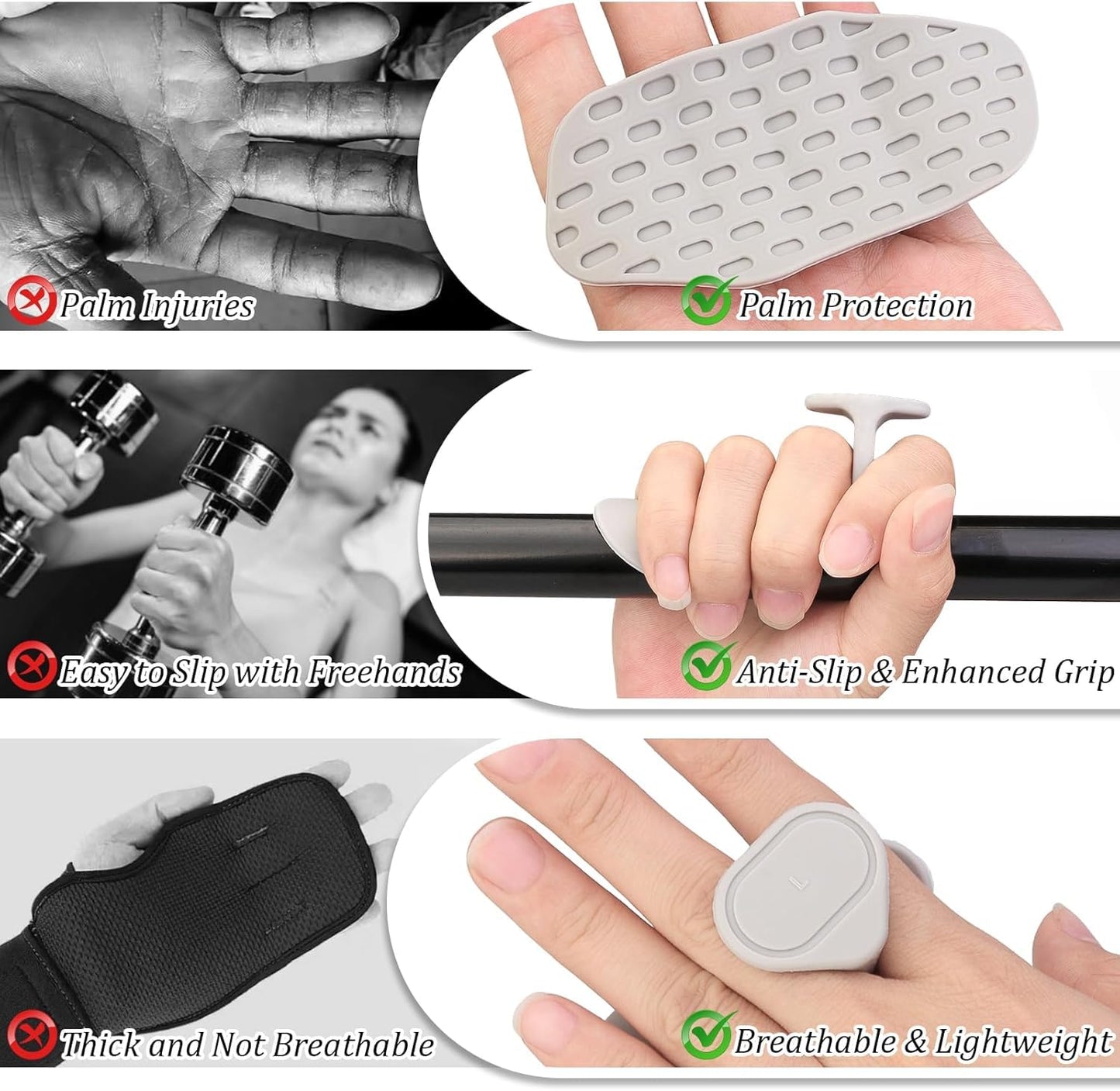 Ergonomic Silicone Barbell Grips – Non-Slip Hand Support for Weightlifting & Pull Exercises