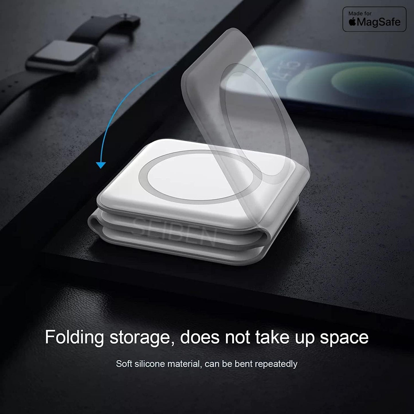 Dealstech MagFold 3-in-1 Wireless Charger | 23W Fast Charging | Foldable MagSafe Dock – Pearl White