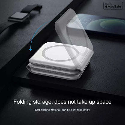 Dealstech MagFold 3-in-1 Wireless Charger | 23W Fast Charging | Foldable MagSafe Dock – Pearl White
